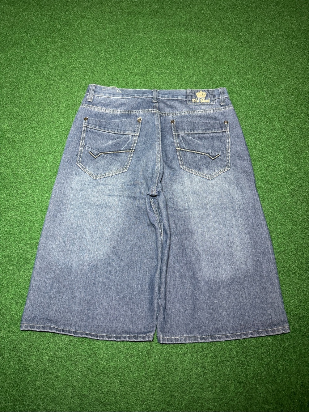 Old Skool Baggy Denim Shorts Vintage Y2K 36 15” Below Knee Jorts Hip Hop Grunge